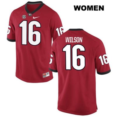 Women's Georgia Bulldogs NCAA #16 Divaad Wilson Nike Stitched Red Authentic College Football Jersey YFZ0254BS